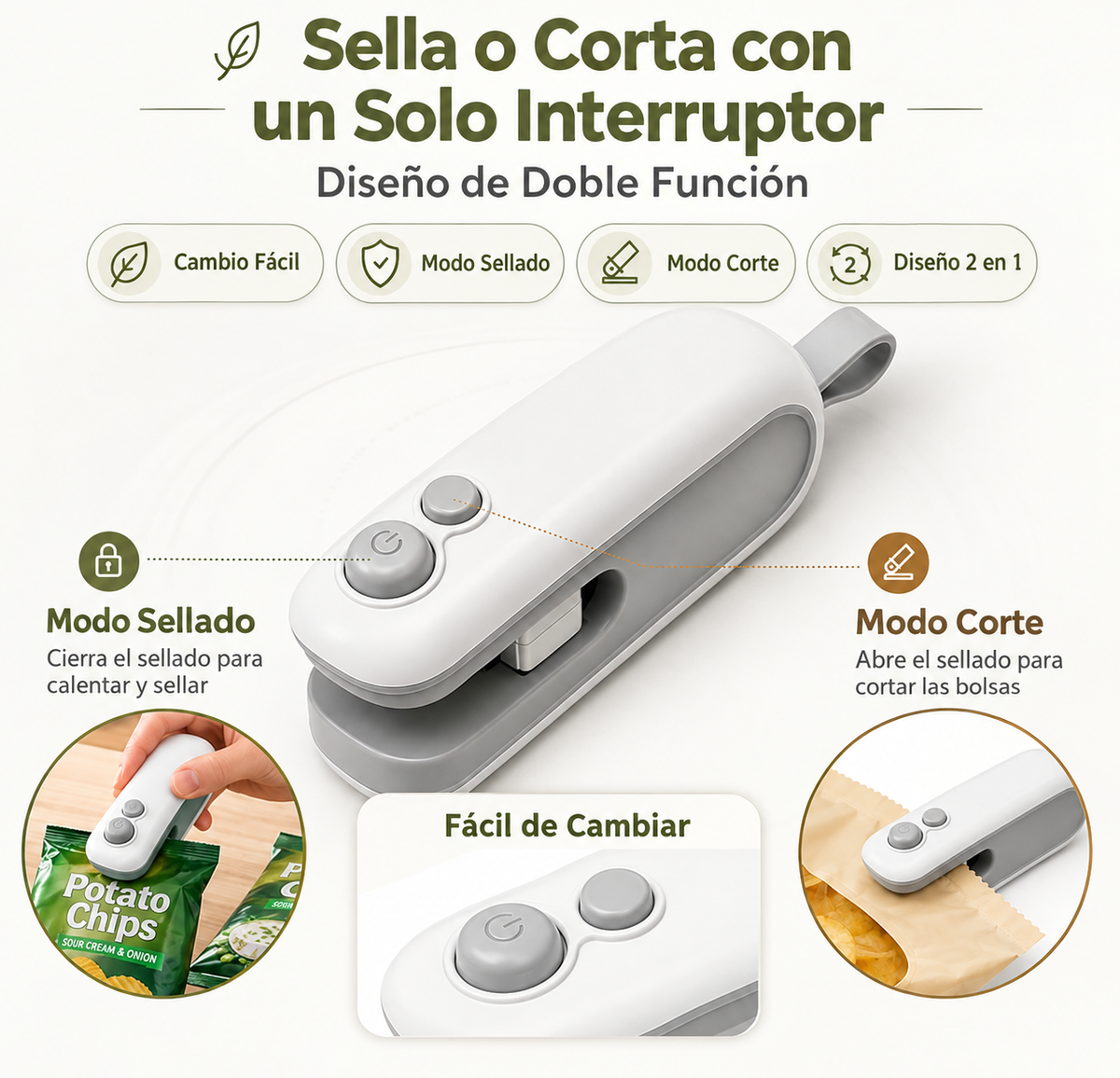 Selladora de Bolsas Recargable Portatil