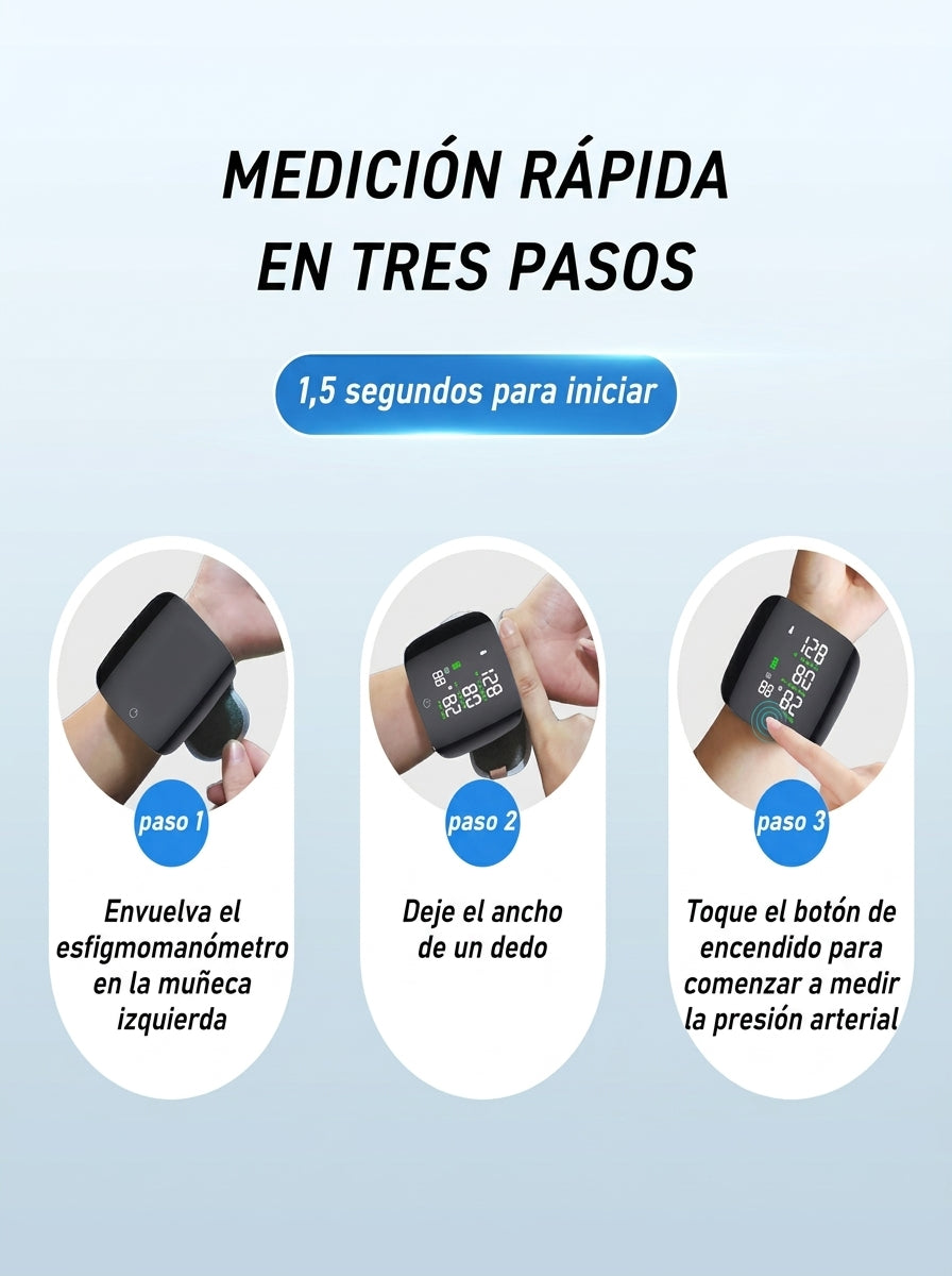 Tensiómetro Digital De Muñeca Pantalla Led Con Voz Memoria