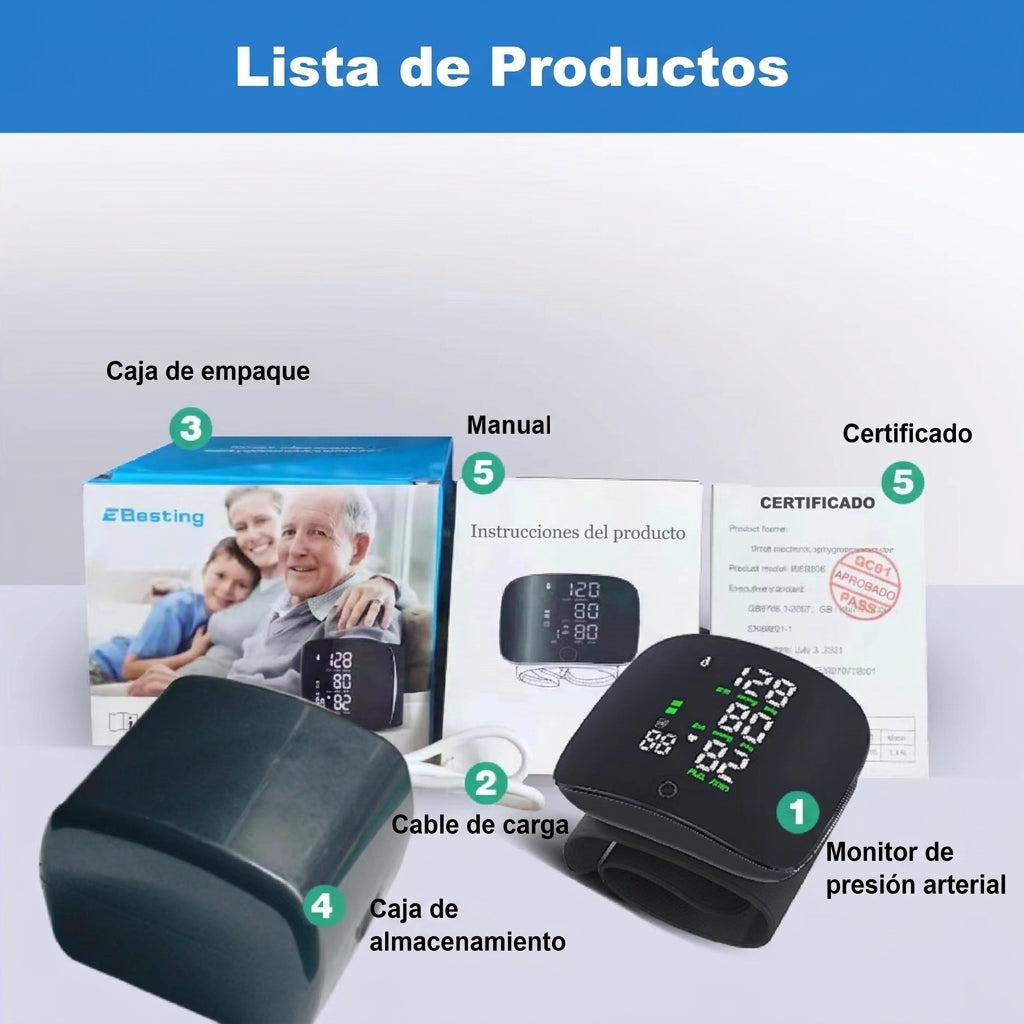 Tensiómetro Digital De Muñeca Pantalla Led Con Voz Memoria