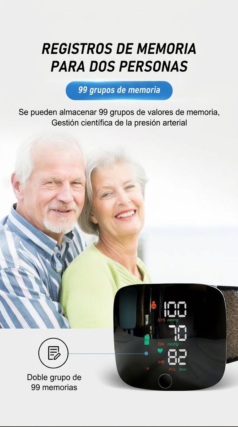Tensiómetro Digital De Muñeca Pantalla Led Con Voz Memoria